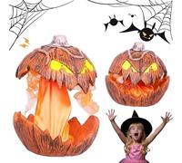 Screaming Pumpkin Head, Lifting Scary Light Up Pumpkins Lights and Extendable Talking Mouth, Decor Open Jack O Lantern, Glowing Pumpkins Teeth for Indoor Outdoor Decorations (Orange)