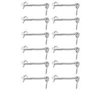 Screen Door Latch Set - 12 Pieces Stainless Steel Safety Latches | Spring-Loaded Privacy Hook And Eye Lock For Barn Door Pool Gate Cabinet | Heavy Duty Security Spa Center Mesh Fence Shed, 1.38x29.55i