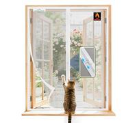 SCREEN DOOR Zanzariera per Finestre 65x130 cm, Installazione Semplice, Fibra di Vetro Ignifuga e Antistrappo, Design con Cerniera Appositamente Studiato per Finestre, Zanzariera Flessibile, Bianco