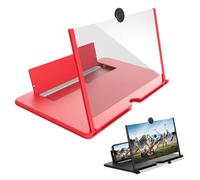 Screen Magnifier for Cell Phone, Mobile Phone Magnifier Projector Screen, Lupa De Pantalla Para Celular, Cell Phone Stand with Screen Amplifier, Compatible with All Smartphones (Red,12 in)
