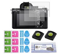 Screen Protector 3 Pezzi Proteggi Schermo per Sony Alpha 7III 7RIII A7II A7RII A7SII A7RIII A7R Mark II A9 insieme a 3 Kit di Installazione 2 Copriscarpe Caldo 1 Tessuto per Lenti