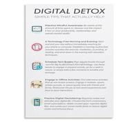 Screen Time Management Digital Detox Canvas Art for Home Office Bedroom Mindfulness Decor(Unframed,08x12inch(20x30cm))