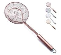 Scrematrici a ragno in oro rosa per la cucina,Kyraton acciaio inossidabile placcatura in titanio Cucchiaio scanalato in rame Filtri per pasta Filtri per alimenti per pomodori Mestolo per schiumarola.