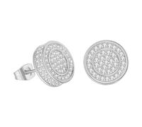 Screw Back Earrings Golden Plated 5 Cubic Zirconia Cluster Round Screw On Stud Orecchini in argento 925, Einheitsgröße, Metallo, Non pietra preziosa