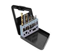 Screw Extractor Kit 10Pcs | 4241 HSS Left Hand Drill Bits for Damaged Bolts/Studs/Hex Screws | Easy Out Spiral Groove Design with Metal Storage Box (Black iron box)