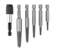 Screw Remover, Tool Kit, Stripped Nut Extractor, Easy Out Drill Set, Professional Carpenter Accessory for Artists, Hobbyists, Homeowners, Electricians, Amateurs, 6 Piece Removal Broken, Silver