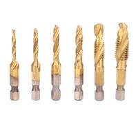 Screw Tap Drill Bits Kit 6pcs | 6542 High Speed Steel for M10 M8 M6 M5 M4 M3 | Tapping Tools for Carbon Steel/Copper/Aluminum Alloys | Ti Plated Protective - Non - Oxidizing (Short)
