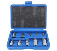 Screwdriver Bit Socket Set, Cr Mo Alloy, 10 - Piece Metric Bit Kit for Car and Motorcycle Repairs, Includes M4-M18 Sockets, 1/4" 3/8" 1/2" Drive Sizes, Durable Sleeve Design
