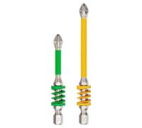Screwdriver Drill Bit Set, 2-Piece Magnetic Anti Slip Drill Tips, Heavy Duty Spring Loaded Bits for Electricians, Furniture, Metal, Concrete, Craft and Repairs, Sturdy Material