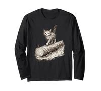 Scribble Gattino su Un Ceppo Maglia a Manica