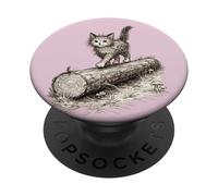 Scribble gattino su un ceppo PopSockets PopGrip Adesivo