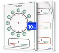 Scribbledo - Confezione da 10 orologi per l'insegnamento dell'ora per bambini, 9 x 12 fogli cancellabili a secco, forniture per l'istruzione pare
