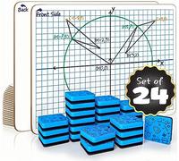 Scribbledo Confezione da 24 lavagne cancellabili a secco con asse XY, 22,9 x 30,5 cm, per studenti e aule, lavagna bianca per matematica, doppia faccia con 24 gomme incluse