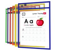 Scribbledo Dry Erase Pockets Confezione da 6 Bustine cancellabili a secco riutilizzabili con porta pennarelli Bustine tascabili cancellabili a se