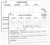 SCRIBBLEDO Place Value Board 22,9 x 30,5 cm Lavagna a doppia faccia cancellabile a secco per bambini per insegnare valori di luogo da miliardi a numeri decimali, lapboard manipolativo per matematica,