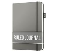 Scribbles That Matter - Diario Taccuino Righe - Quaderno Appunti A5 - 150 pagine (5,75" x 8,25") carta spessa 120gsm, in pelle vegana con copertina rigida - Taccuini per scrivere - Grigio