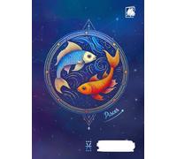 Scribeio Notebook- A Pisces zodiac sign, Pack of 1 Unruled | 8.27 x 11.69 inches | Attractive Cover Designs | 120 pages | Notebooks | College, school ... two fish, harmony, cosmic, starry, spiritual