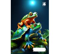 Scribeio Notebook- Colorful turtle and frog, Pack of 1 | Ruled | 8.27 x 11.69 inches | Attractive Cover Designs | 120 pages | Notebooks | College, ... tropical, amphibian, wildlife, friends.