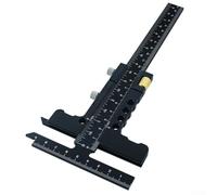 Scriber scorrevole a forma di T per la lavorazione del legno con marcature chiare per misurazioni e marcature precise, strumento per layout in lega di alluminio (con accordatura nero)