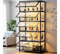 Scribora Armadio con porta in vetro acrilico, custodia di 5 livelli, Organizzatori di giocattoli da collezione Rack & Display Shelf, libreria per bambini per camera da letto (Coperchio nero)