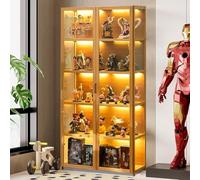 Scribora Vetrina a 5 piani in piedi, armadi Curio, libreria con ante, porte in acrilico trasparente, vetrina da collezione per soggiorno, ufficio, libri, sala giochi. (Doppia porta marrone)