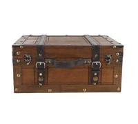 Scrigno del Tesoro in Legno, Scatola Portatile Vintage in Legno con Coperchio Incernierato, Baule Decorativo per Riporre Gioielli, Vestiti e Foto in Casa (34,3x24,2x15,3cm)
