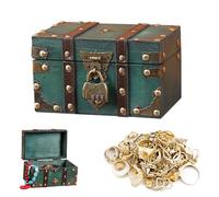 Scrigno Del Tesoro Vintage, Bauletto Cassaforte In Legno Richiudibili, scatola in legno per decorazione, Per Memorizzazione Cambiamenti, Gioielli, Decorazioni, 18x11x10 cm