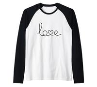 Script di Parole d'Amore con Cuore per Lettera V Maglia con Maniche Raglan