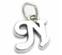 Script lettera N iniziale charm in argento sterling .925 x 1 lettere charms