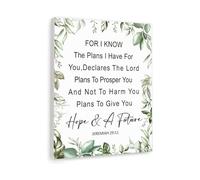 Scripture Canvas Art Jeremiah 29 11 For I Know The Plans I Have For You Christian Wall Decor for Living Room Bedroom Office Inspiration(Unframed,08X12inch(20X30cm))