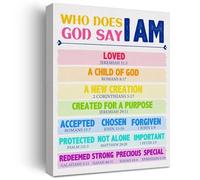 Scripture Wall Art for Kids - Christian Affirmations Canvas Poster with Inspirational Bible Verses, Positive Message Religious Decor for Home, Classroom, Sunday School (Framed,12x18inch(30x45cm))
