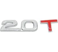 Scritta 2.0 T in metallo con logo auto, adesivo 2.0, argento e rosso