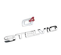Scritta 3D baule in metallo Stelvio Q4 logo base nero, Compatibile con Alfa Romeo Stemma adesivo scritta portellone sportivo Stelvio Stelvio accessori Stelvio (Q4+STELVIO Argento)