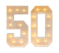 Scritta a LED con numeri a LED, numeri - 50, numeri di luce per decorazioni di compleanno, luce decorativa con 20 lampadine a LED, decorazione a LED per compleanni, feste, matrimoni