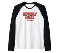 Scritta Beverly Hills Comic Maglia con Maniche Raglan