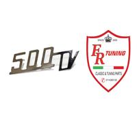 SCRITTA CROMATA GIANNINI 500TV PER COFANO MOTORE 8,8 X 3 CM FIAT 500