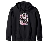 Scritta floreale con scritta "I'm the Big Sister which makes me the boss" Felpa con Cappuccio