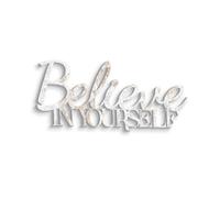 Scritta frase in legno da appendere Believe in yourself - Decorazione da appendere alla parete per cucina, camera da letto - Decorazione Murale per casa feste eventi - Declea Home Decor