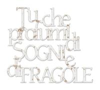 Scritta in Legno con frase Sogni e Fragole - Citazione d'amore, idea regalo Scritta Decorativa Fatta a Mano Arredo Decorazione
