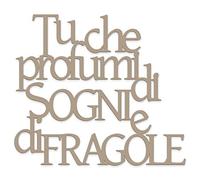 Scritta in Legno con frase Sogni e Fragole - Citazione d'amore, idea regalo Scritta Decorativa Fatta a Mano Arredo Decorazione