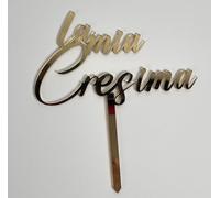 Scritta "La mia Cresima" per Torta, in Plexiglass Oro Specchiato, Cake Topper Elegante con Stelo