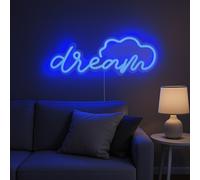Scritta neon blu Dream da parete usb blu