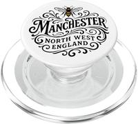 Scritta nera decorata a forma di ape del Manchester North West England PopSockets PopGrip per MagSafe