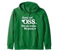 Scritta OSS O.S.S. Operatore Socio Sanitario Verde Felpa con Cappuccio