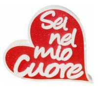 Scritta polistirolo cuore grande "Sei nel mio cuore" Cm. 28x28