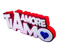 Scritta polistirolo sagomata "Amore ti amo" rossa Cm. 14x35x5
