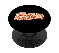 Scritta retrò Aloha Hibiscus sulla spiaggia tropicale delle Hawaii PopSockets PopGrip Adesivo