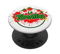 Scritta Tomato Splash del Festival La Tomatina PopSockets PopGrip Adesivo