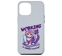 Scritta - Working Hard or Hardly Working Divertente gatto Custodia per iPhone 12 Pro Max