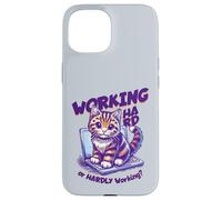 Scritta - Working Hard or Hardly Working Divertente gatto Custodia per iPhone 15